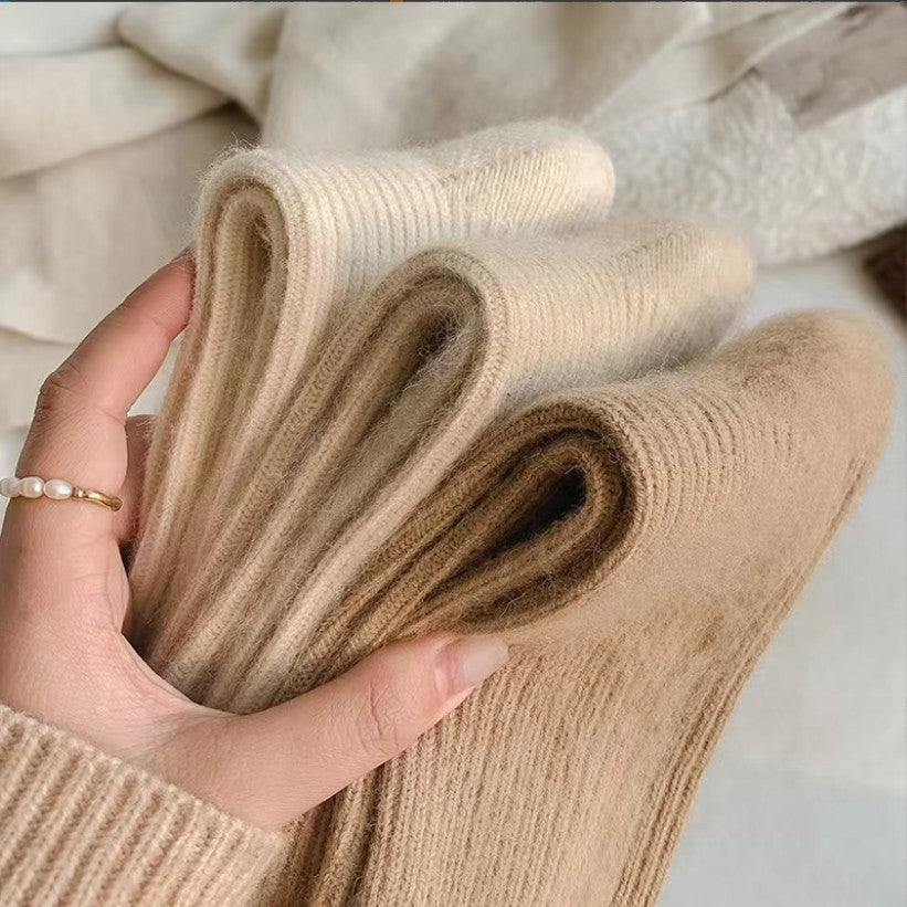 Autumn and winter solid color wool socks by My Store in a warm, classic design