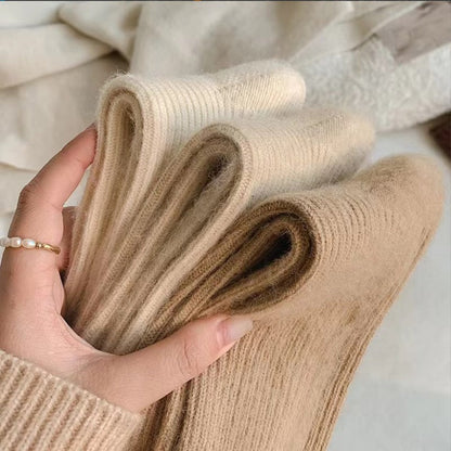 Autumn and winter solid color wool socks by My Store in a warm, classic design
