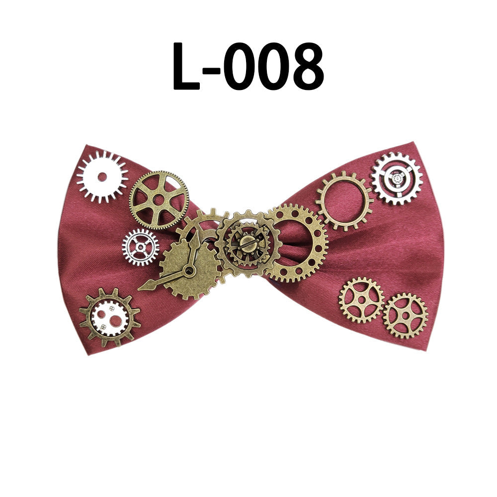 Men's steampunk fabric butterfly bow tie in a vintage-inspired design