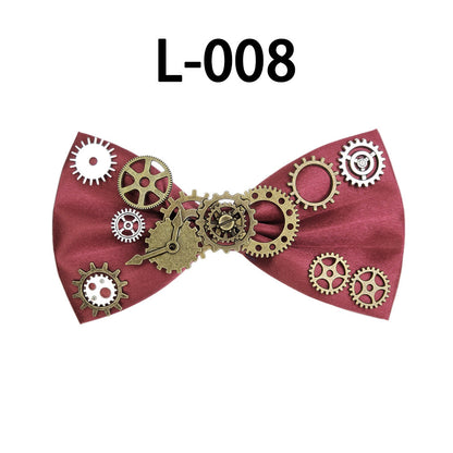 Men's steampunk fabric butterfly bow tie in a vintage-inspired design