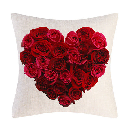 Valentine's Day linen pillowcase holiday gift in festive romantic design