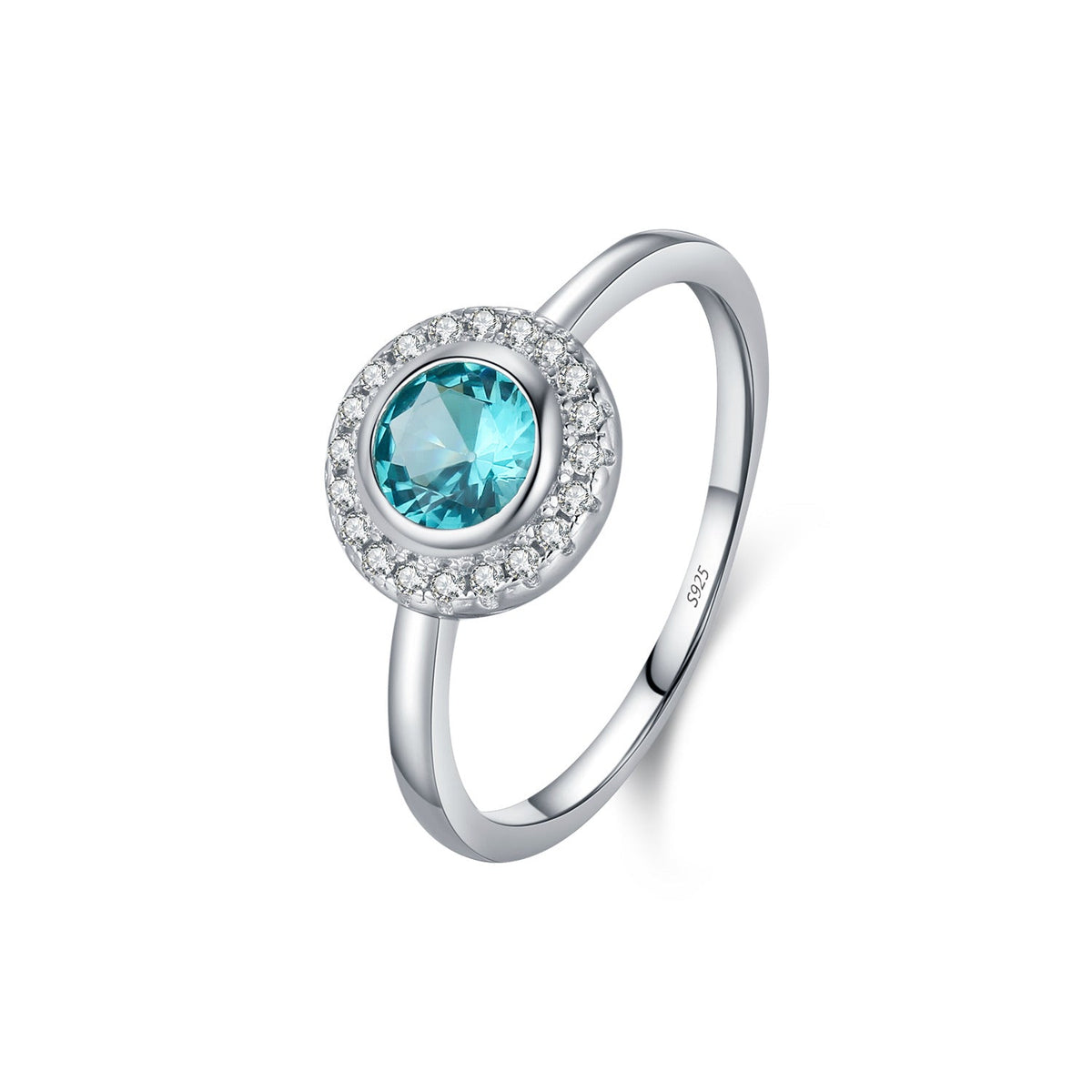 Women's S925 silver French-style elegant diamond-encrusted ring close-up