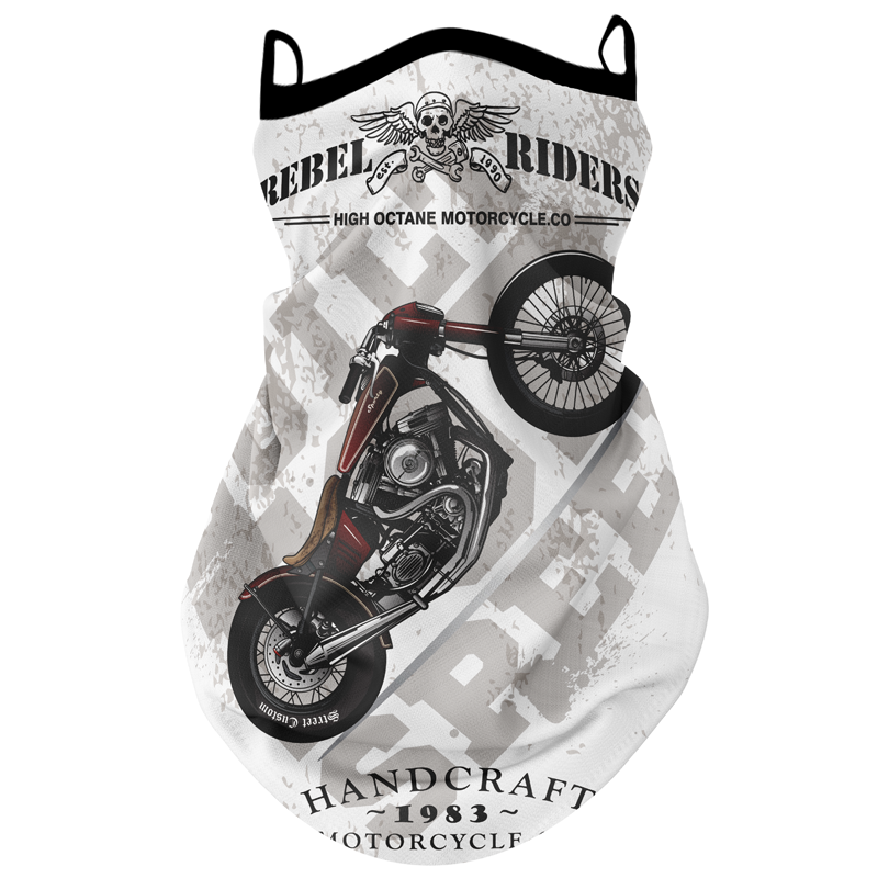 Motorcycle riding sun-protection face mask ear-loop headscarf in black fabric by My Store