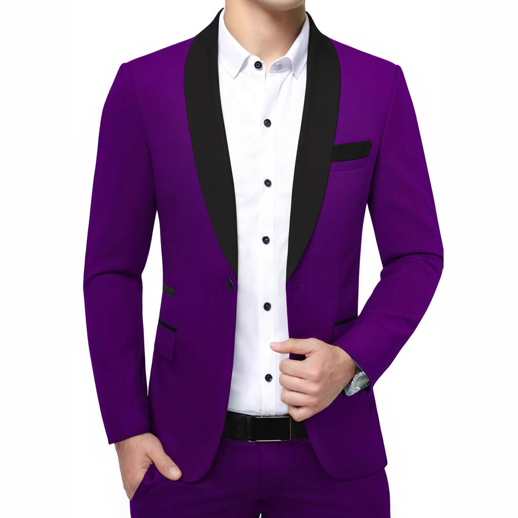 Men's suit jacket for banquets, front view in classic formal style