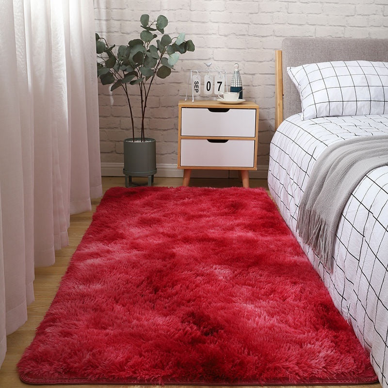 Solid color silk-wool carpet for bedroom bedside or living room décor