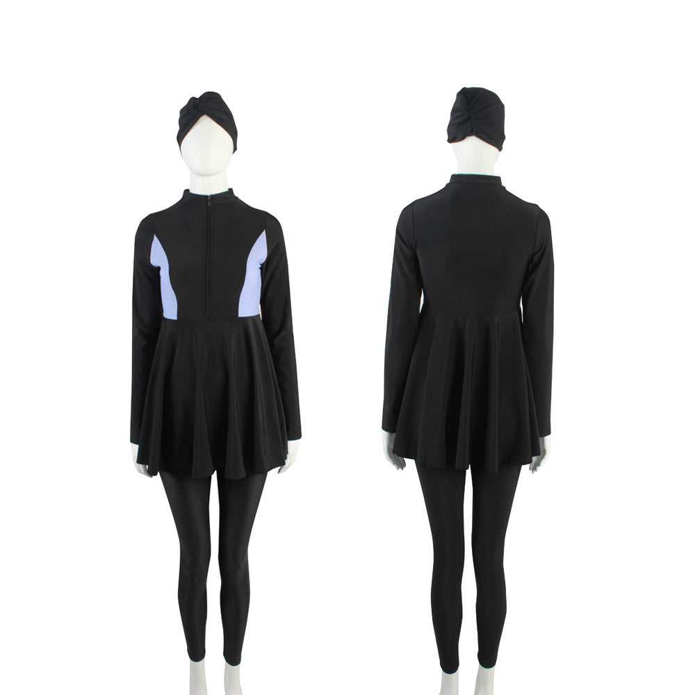 Muslim women's three-piece conservative swimsuit by My Store, full-coverage modest swimwear ensemble