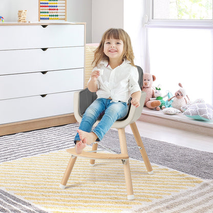 Wooden outdoor kids play kitchen set with removable sink, featuring a convertible high chair with cushion for imaginative play