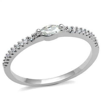 Alamode rhodium brass ring with AAA grade clear cubic zirconia, showcasing a sparkling, elegant design.