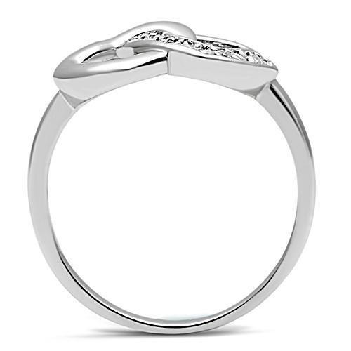 Alamode rhodium brass ring with AAA grade clear CZ, showcasing a sleek design and sparkling gemstone on a polished band.