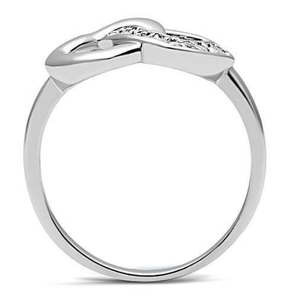 Alamode rhodium brass ring with AAA grade clear CZ, showcasing a sleek design and sparkling gemstone on a polished band.