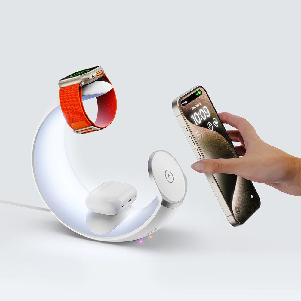 4 in 1 Magnetic Wireless Charger Stand QC3.0 PD 15W Fast Charging Dock Station Desk Lamp for iPhone 15 14 Apple Watch AirPods - BACKUPMYFILESNOW