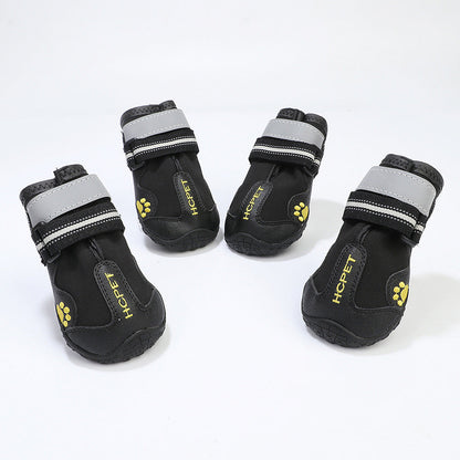 My Store pet dog waterproof shoes in black, designed to protect paws from rain and wet surfaces