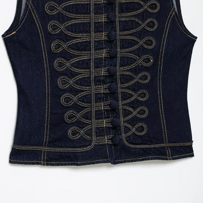 Denim vest with knot-detail topstitching by My Store