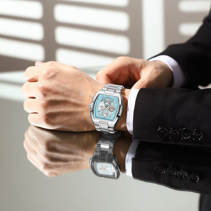 Men's multifunctional casual wristwatch with round dial and detailed display  
