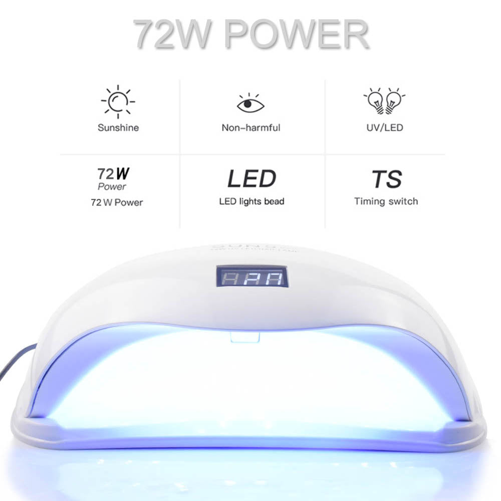 72W UVLED Dual Light Solar Nail Lamp with compact white design for curing gel nails