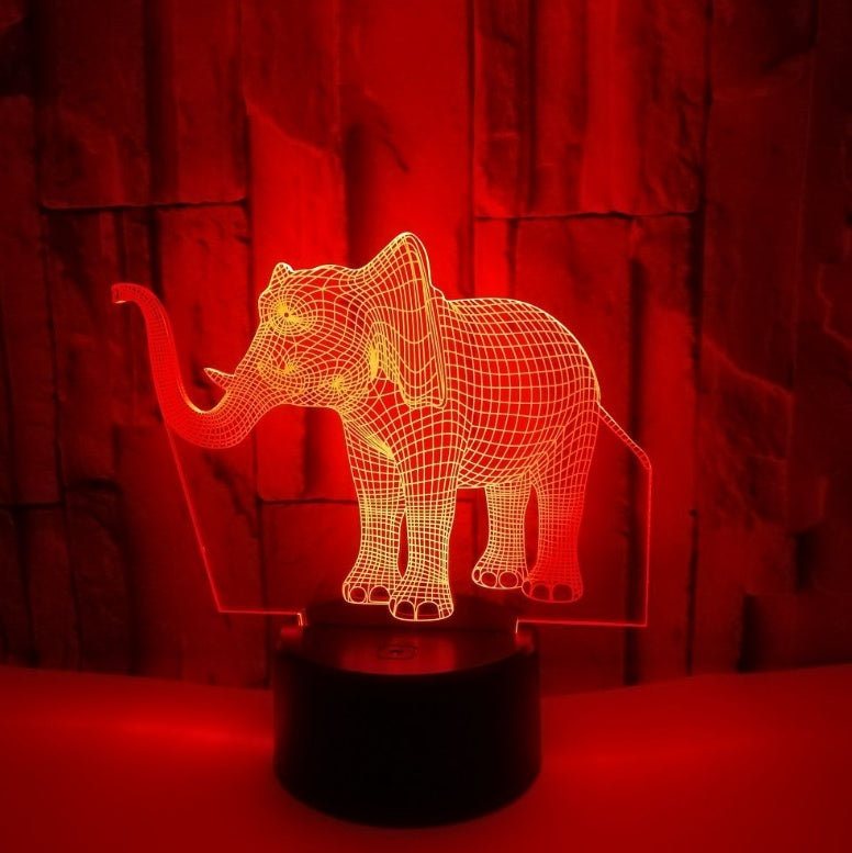 Colorful elephant 3D LED touch light, small table lamp and decorative gift light by My Store