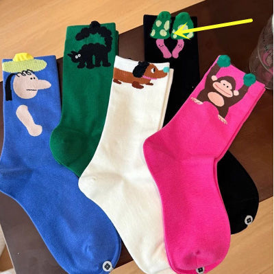 Illustrated spring socks for women in a trendy floral design by My Store