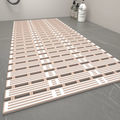 Bamboo-strand drainage bathroom non-slip mat with textured slatted surface for water runoff