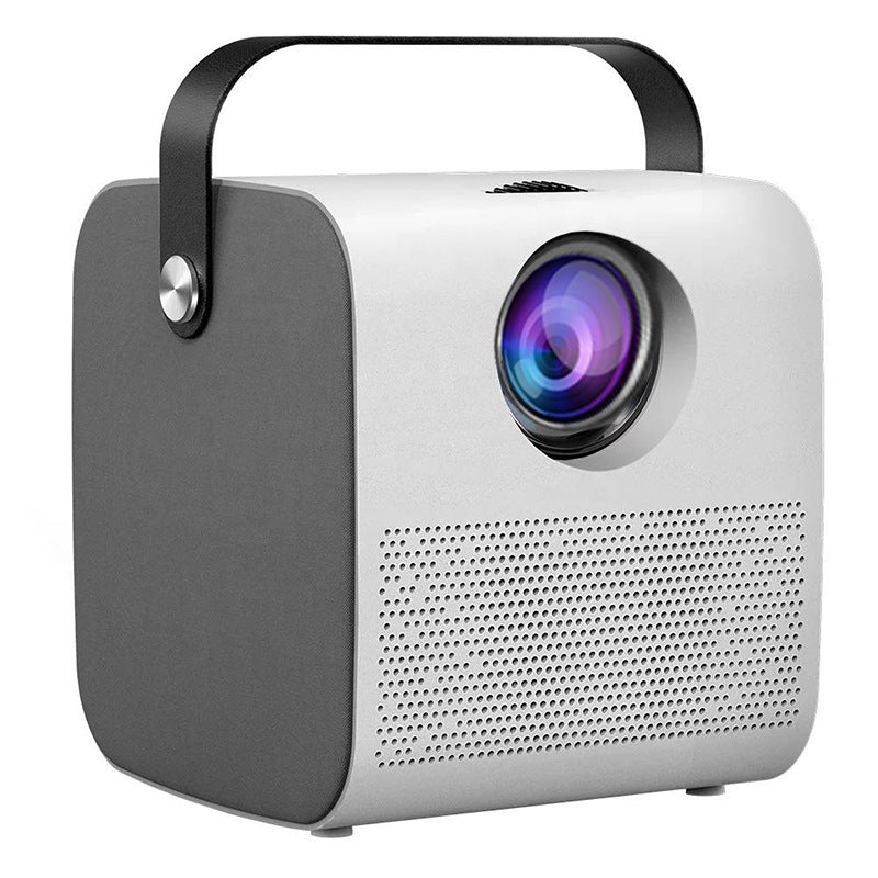 1080P HD portable projector with compact design and lens visible from the front