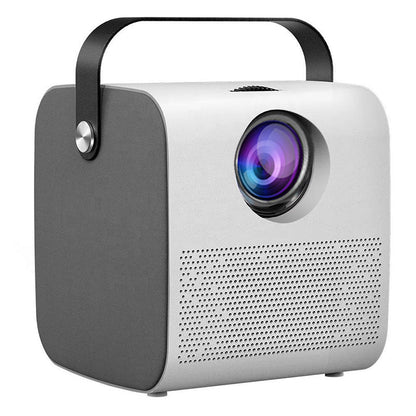 1080P HD portable projector with compact design and lens visible from the front