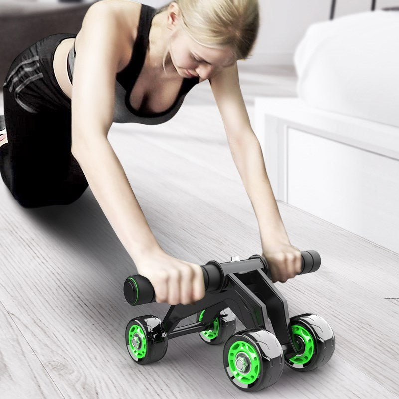 Four-wheeled abdominal roller for home exercise and abdominal muscle fitness training