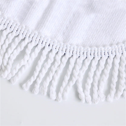 Microfiber round fringed beach towel in a soft, textured design