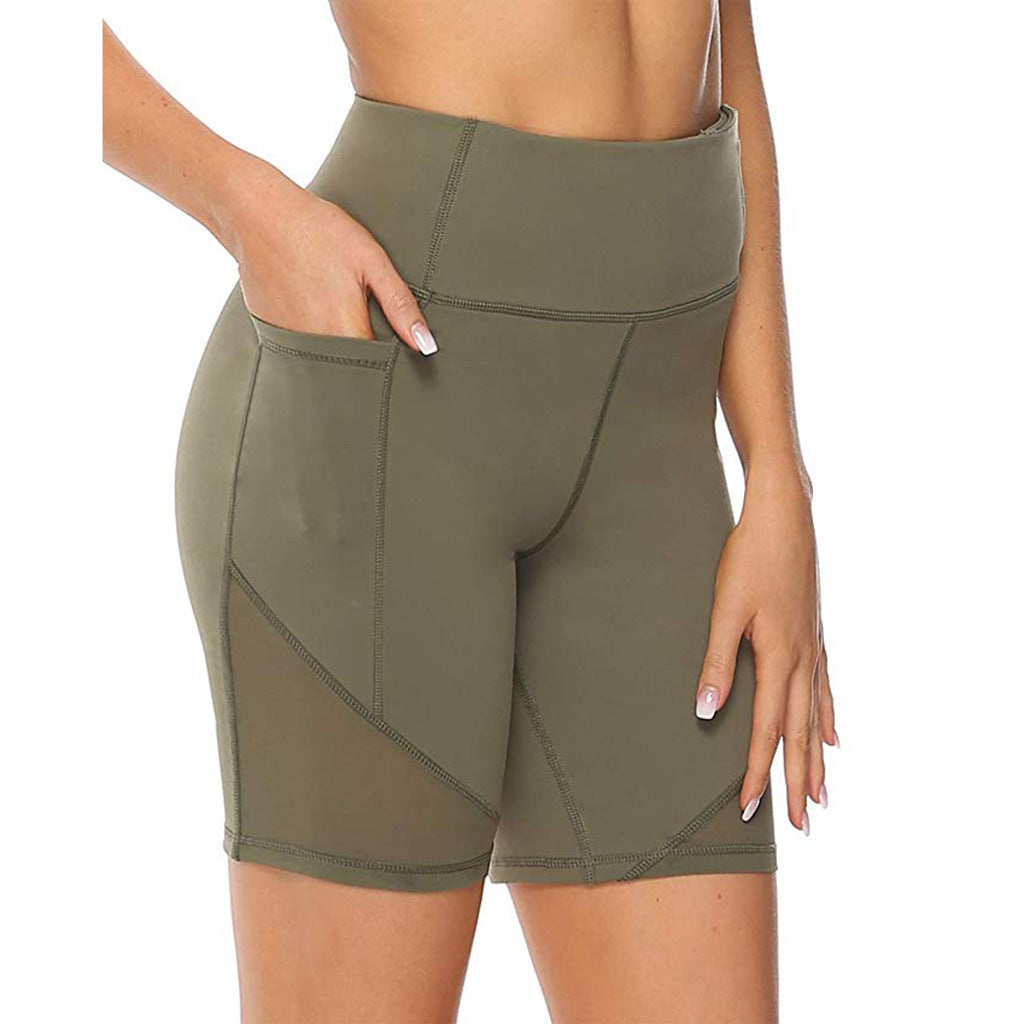Stitching fitness five-point shorts by My Store, athletic black design with contrast stitching