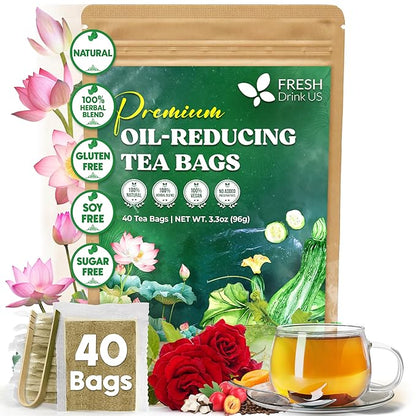 Oil Reducing Tea, Oil Cleansing for Liver, 10 Herbal Ingredients, Traditional Recipe Tea for Liver, 100% Natural, Easy Brewing, Steep Repeatedly (Tea Bags/ Tea Packs)