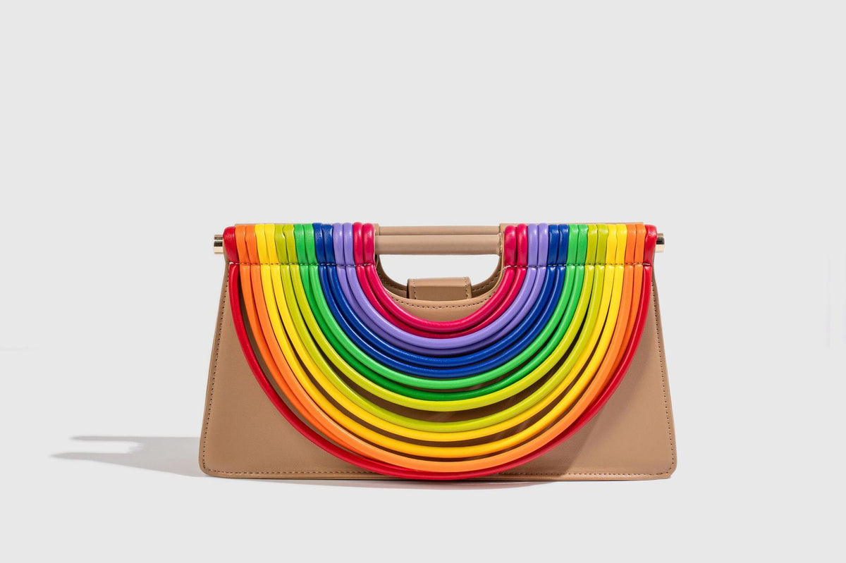 Handcrafted knotted woven noodle-shaped tote bag in textured fiber design