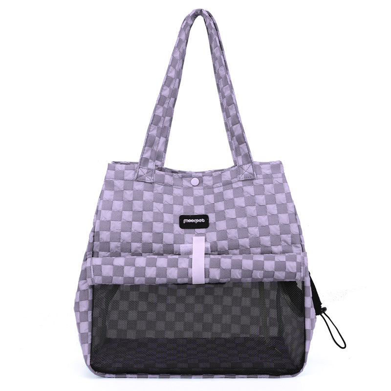 Portable small cat shoulder bag for pet travel, lightweight carrier with adjustable strap