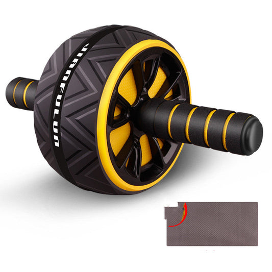 Abdominal muscle mute fitness wheel for men and women, black exercise roller with dual handles