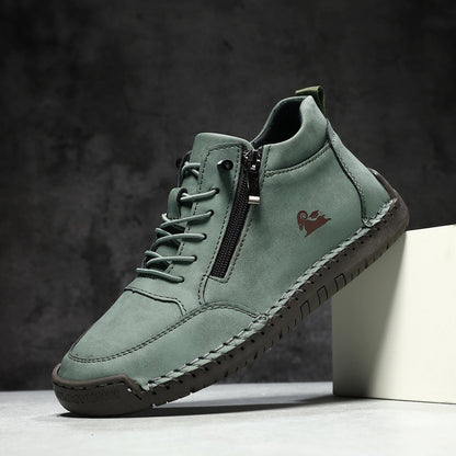 Hand-stitched women's soft-sole flat casual shoes in a simple, comfortable design