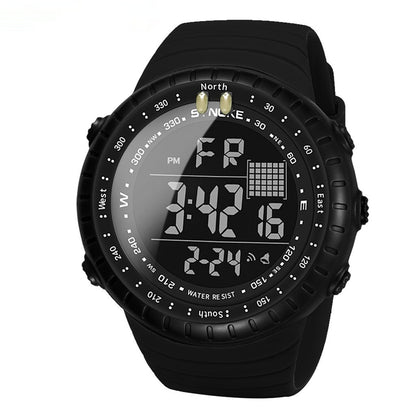 Waterproof multifunctional outdoor electronic watch for men with digital display and durable wristband