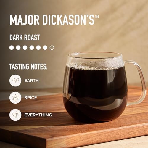 BackUPMYFILESNOW® Peet's Coffee Major Dickason's Blend dark ground coffee in 18-ounce bag, rich and flavorful for brewing.