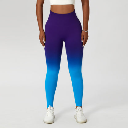 Gradient Fitness High Waist Sportswear Tight Outdoor Pants