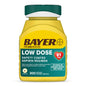 Bayer Low Dose Aspirin 81 mg heart safety tablets in a bottle, 300-count, for cardiovascular health and blood thinning.
