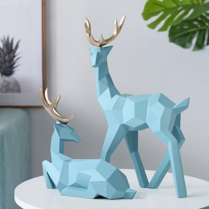 Resin deer sculpture statue, modern deer figurine table ornament for home decor