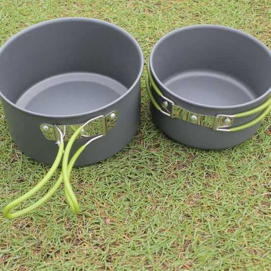 Outdoor portable non-stick cookware set with pan, pot and bowl for camping, hiking and picnics, 2-3 person 天天中彩票qq