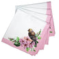 Set of four Maison Charlo synthetic cloth napkins featuring delicate bird design, 16x16 inches in rose color.
