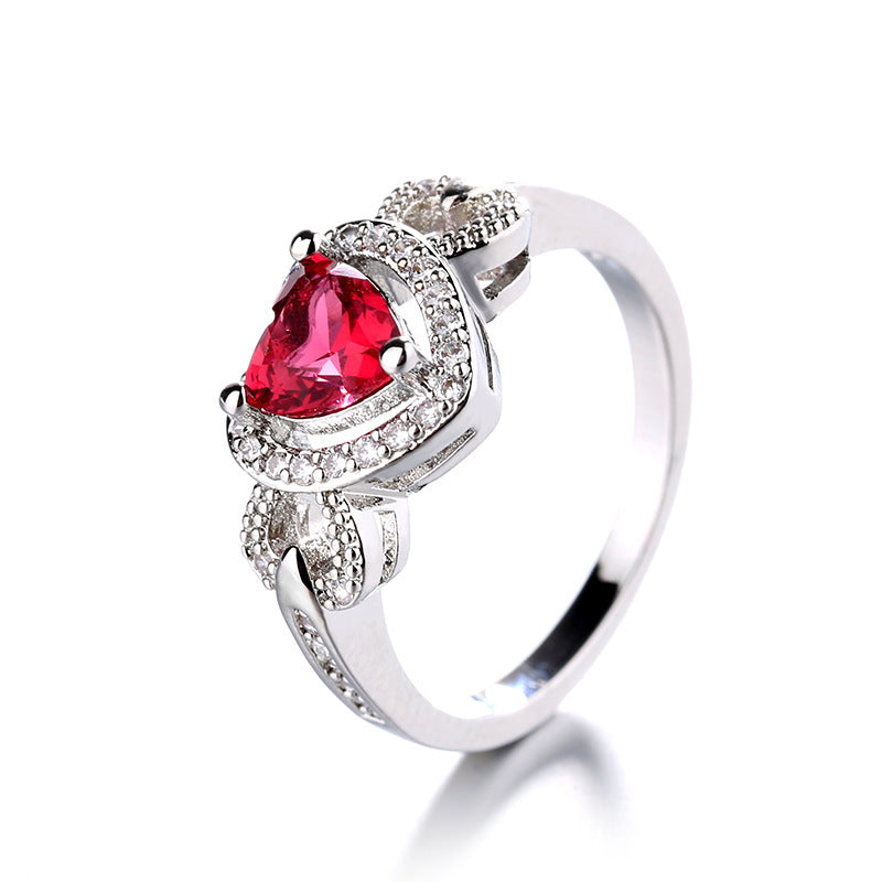 Women's red heart-shaped wedding ring personalized bracelet, featuring a romantic heart design and ring charm