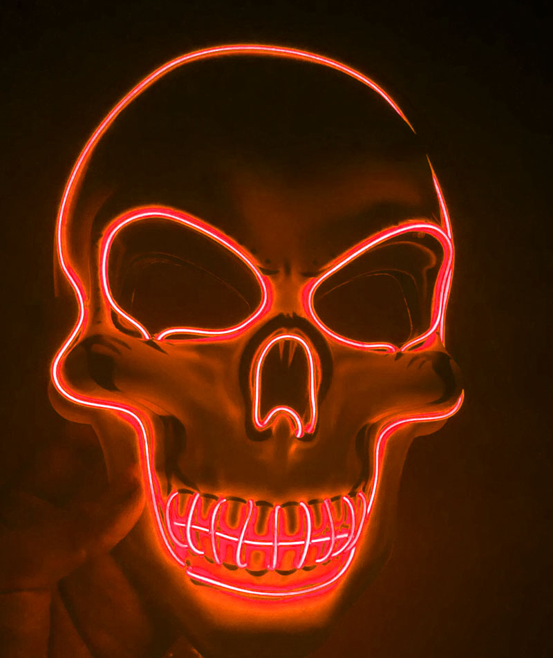 LED glow Halloween skeleton mask with a scary skull design