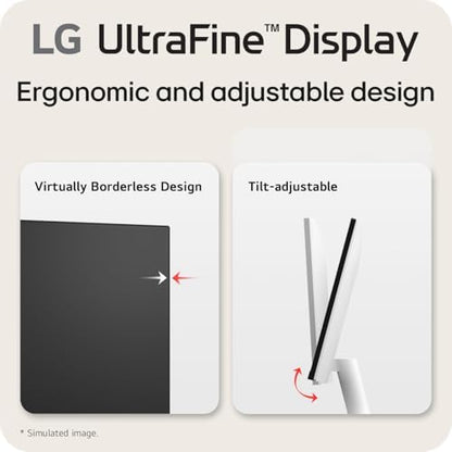 LG 27US500-W 27-inch 4K UHD HDR10 IPS monitor with borderless design, Reader Mode, Flicker Safe, HDMI, DisplayPort in white