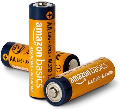 Amazon Basics 48-pack AA alkaline batteries with 1.5V, long-lasting performance, no leakage, and 10-year shelf life.