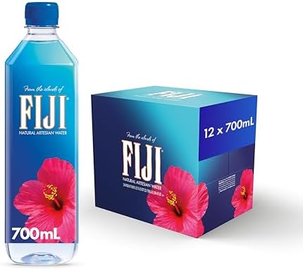 BackupMyFileSnow FIJI natural artesian bottled water 700mL with electrolytes, shown in a pack of 12 bottles.