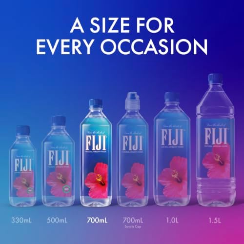 BackupMyFilesNow FIJI natural artesian bottled water 700mL pack of 12 with electrolytes, showcasing clear water bottles.