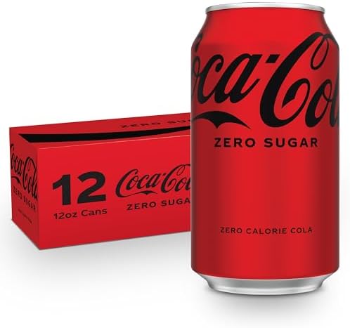 Coca-Cola Zero Sugar soda soft drink fridge pack with 12 cans, 12 fl oz each, featuring the iconic Coca-Cola Zero branding.