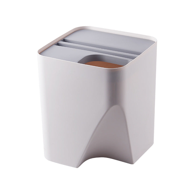Stacked kitchen trash and recycle bin for dry and wet waste separation, suitable for bathroom use