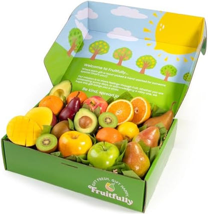 Fresh fruit gift basket by A Gift Inside with pears, apples, navel oranges, and tropical fruits, perfect for any occasion.