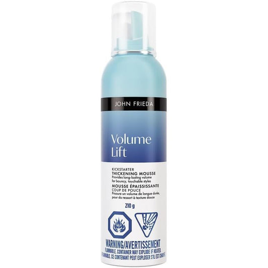 John Frieda Volume Lift Air-Whipped Foam Mousse in 7.5 oz bottle, perfect for adding volume to hair.