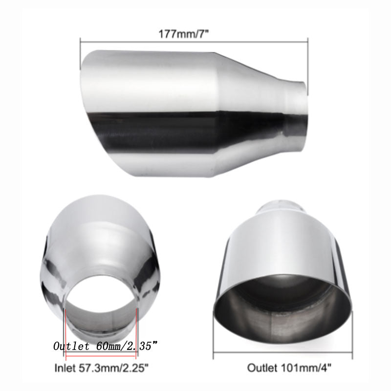 Single layer straight side bevel car exhaust pipe, polished metal automotive exhaust component